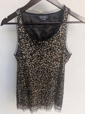 Gryphon New York Metallic Sequined Gold Top Tank Large